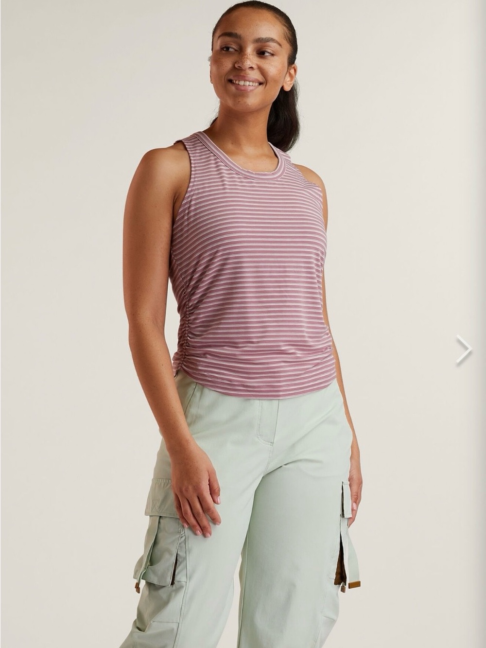 Title Nine Mauve Striped Ruched Tank